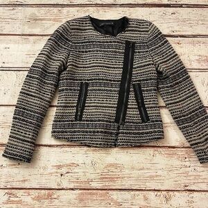Zara Black and White Textured Blazer